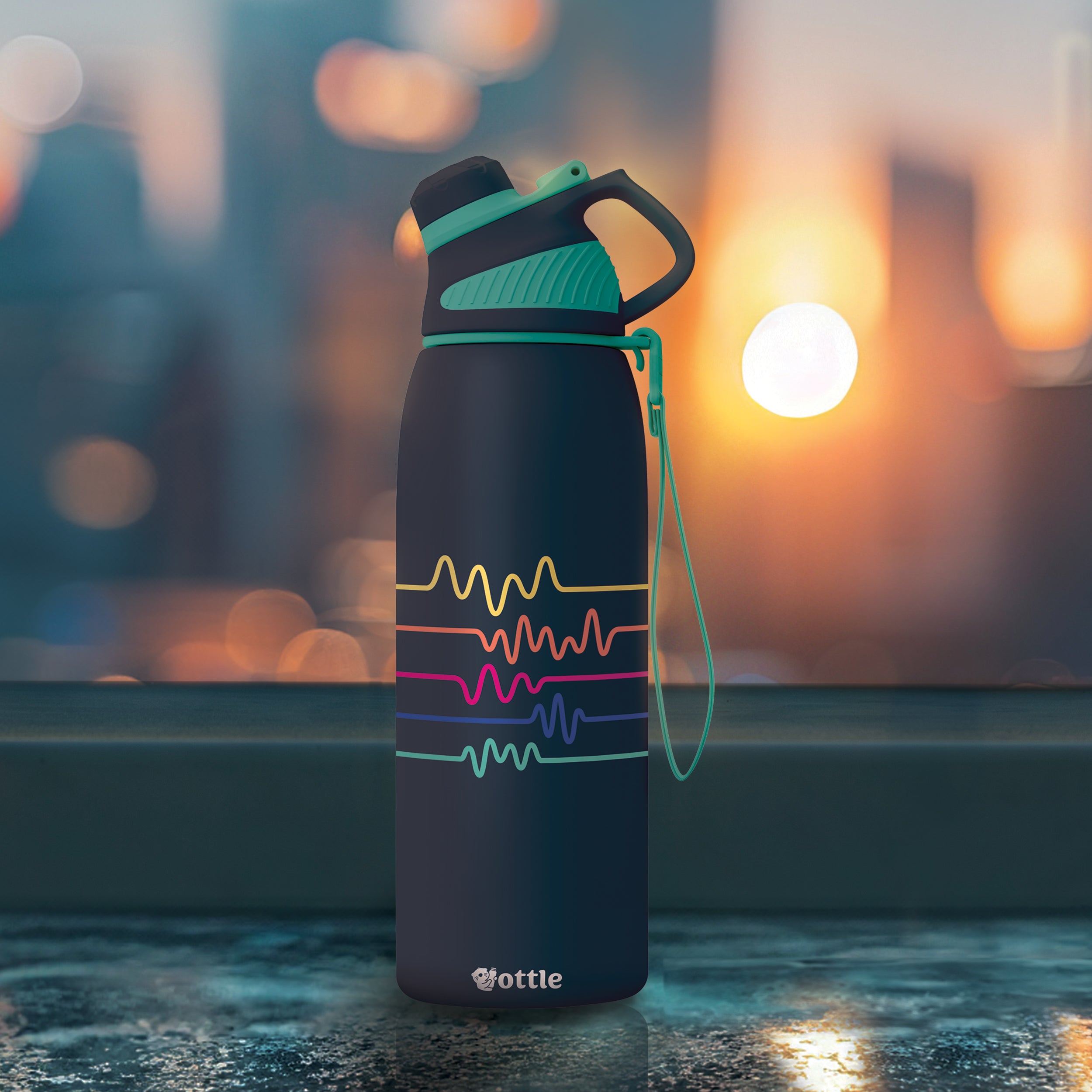 Electro Beats 34 oz Water Bottle