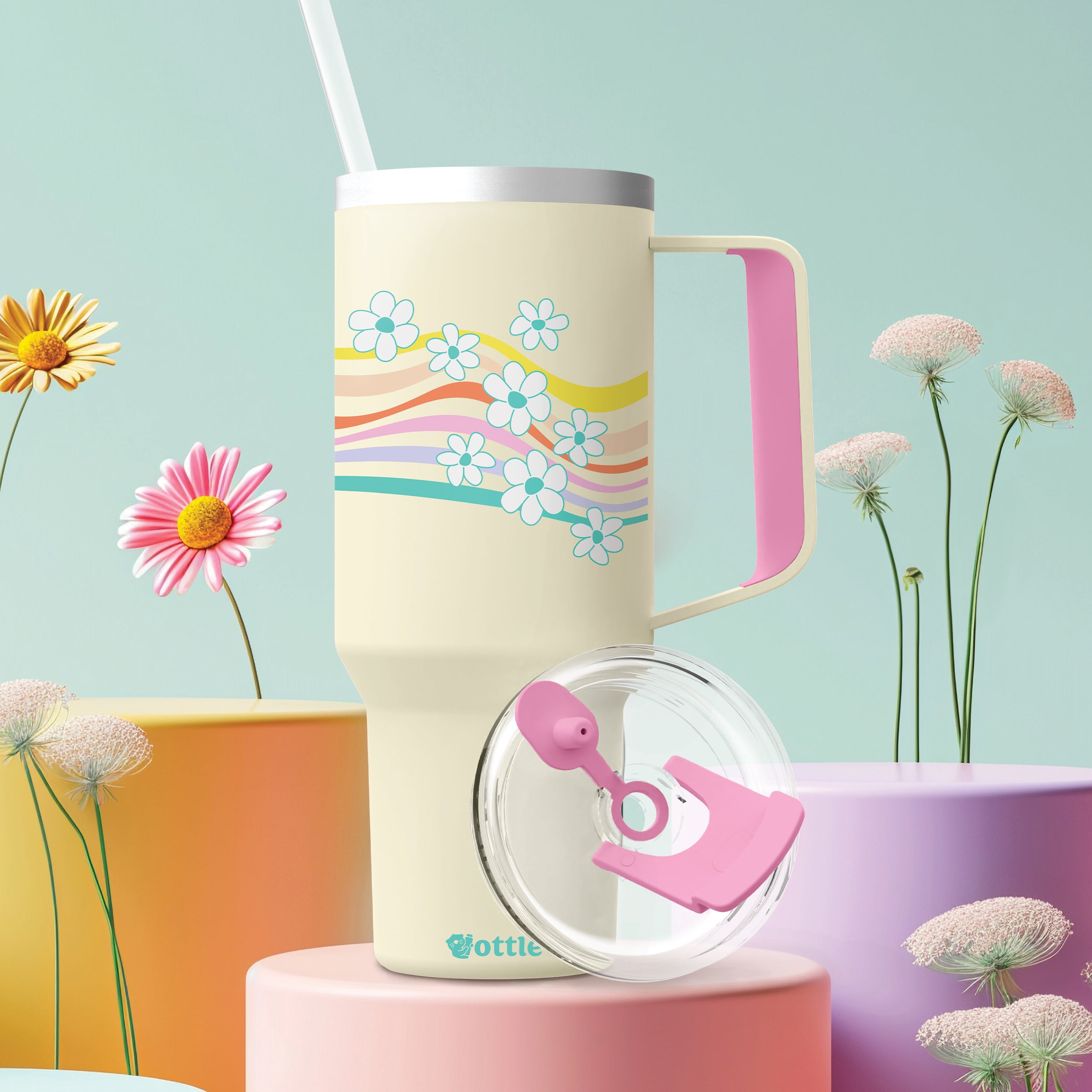 Wavy Daisies 40 oz Tumbler